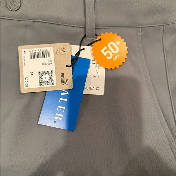 PUMA Men’s Golf Shorts 34 Gray Stretch Waistband UPF 50+ Moisture Wicking - Picture 9 of 9